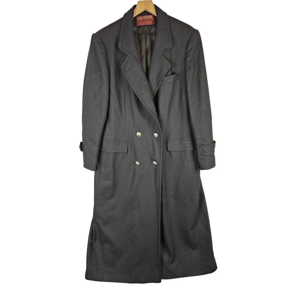 J.G. Hook signatures wool overcoat black‎ woman's 16 vintage USA Union made